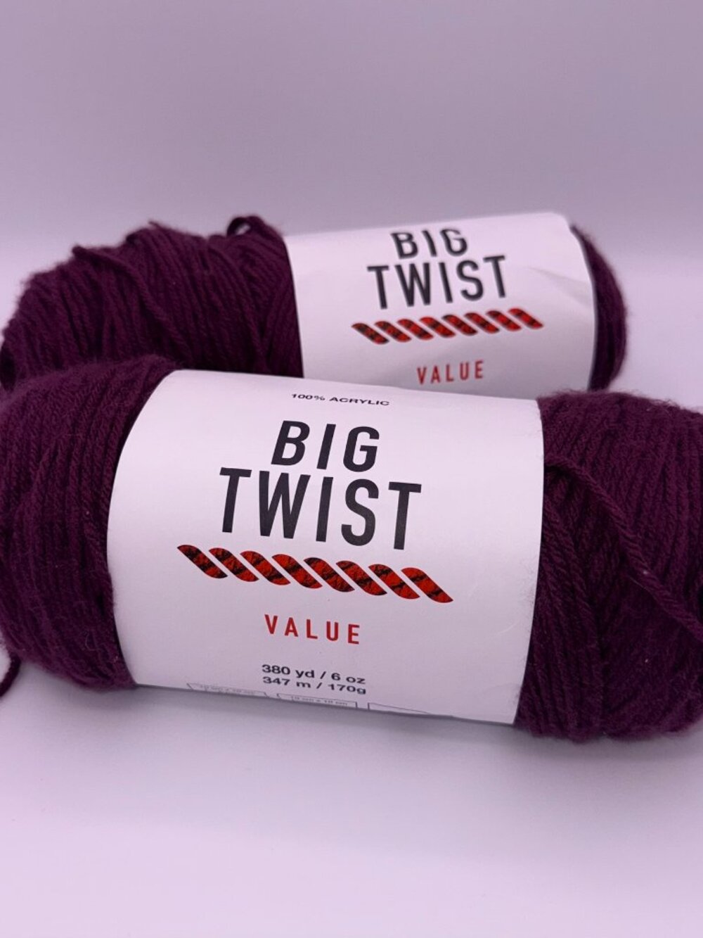 Big Twist Value Yarn Lot – 2 Skeins Acrylic Crochet & Knitting Yarn